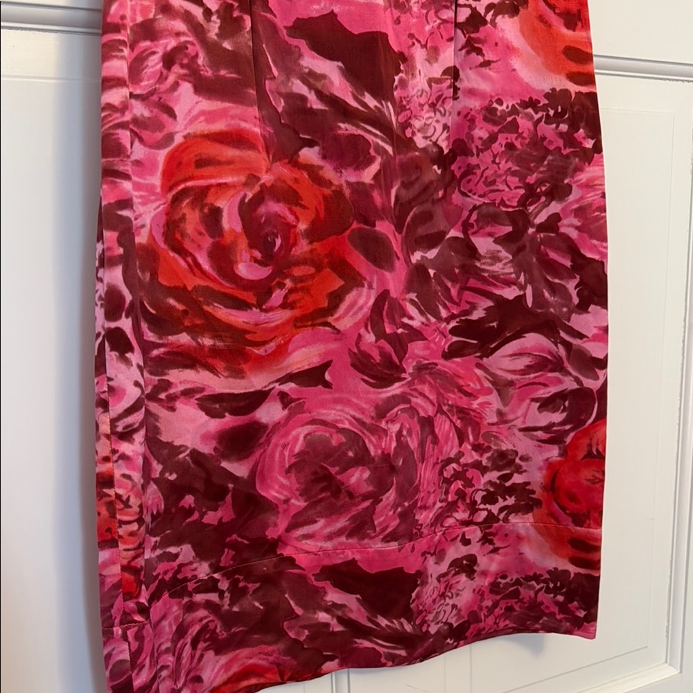 Rebecca Taylor Floral Red and Pink Sleeveless Dress Wedding, Derby, or Party - Picture 6 of 9